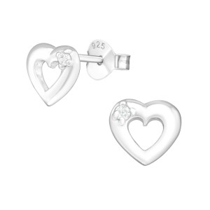 Cercei din argint in forma de inimioara cu zirconii DiAmanti DIA8092 (Argint 925‰ 0,95 g.)